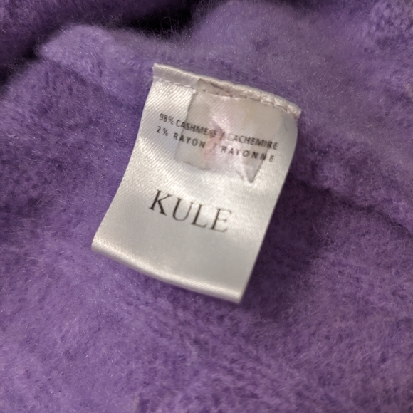 KULE Cashmere Cable Knit Sweater with Cuff Stripe | Lilac - Picture 6 of 10